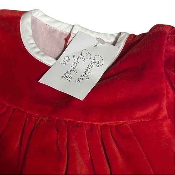 Christian Elizabeth & Co. Red Velvet Embroidered Christmas Dress 3 Months - Picture 4 of 6